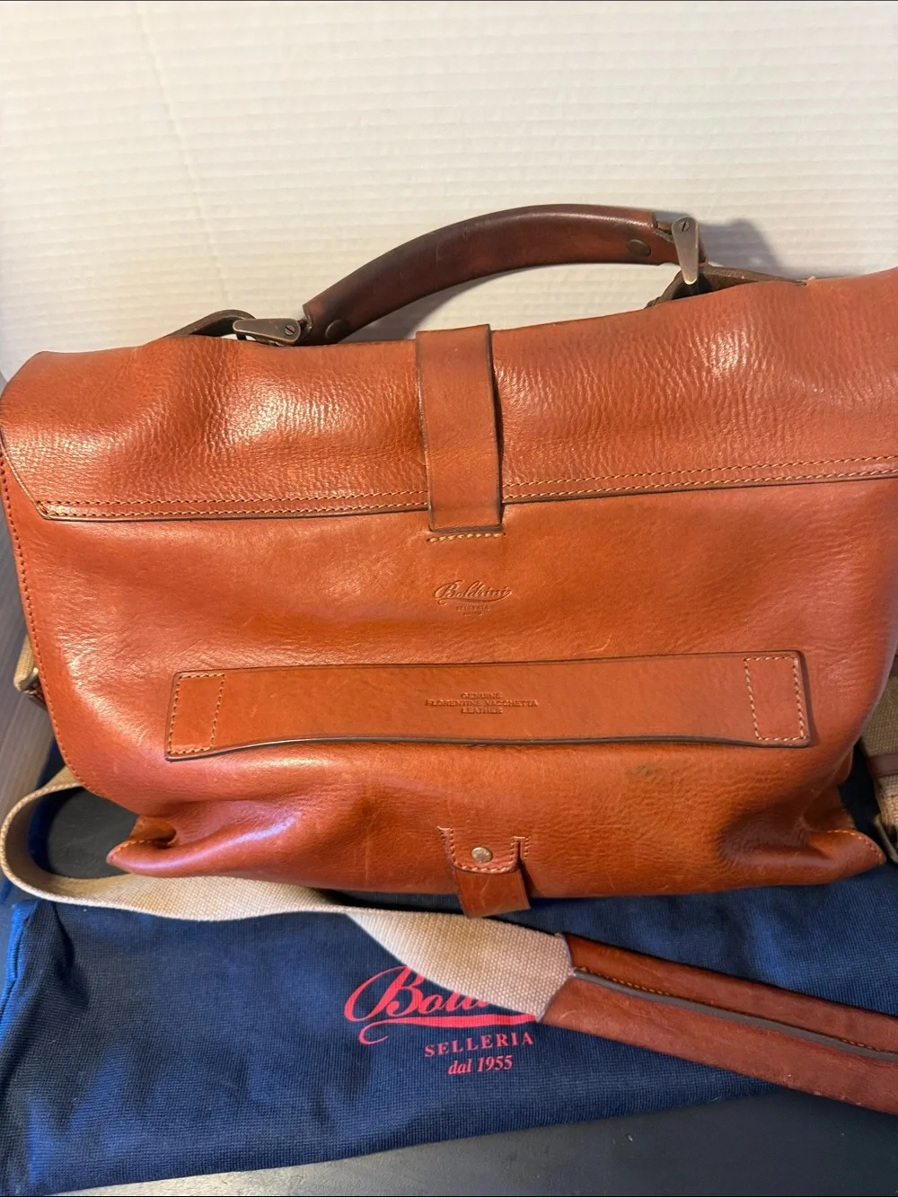 Boldrini Tan Leather Messenger Bag for Men